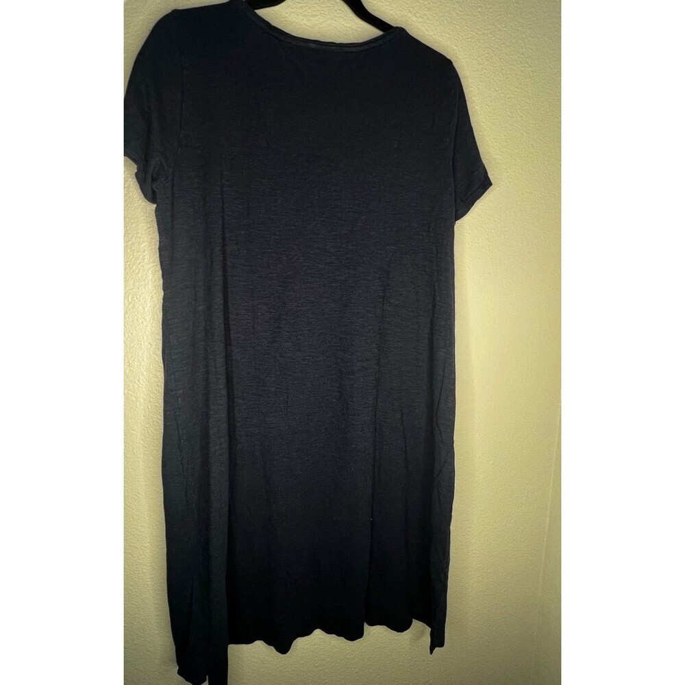 Eileen Fisher Blue Cotton Blend Short Sleeve Scoop Neck Mini Dress M Pockets - Picture 5 of 5